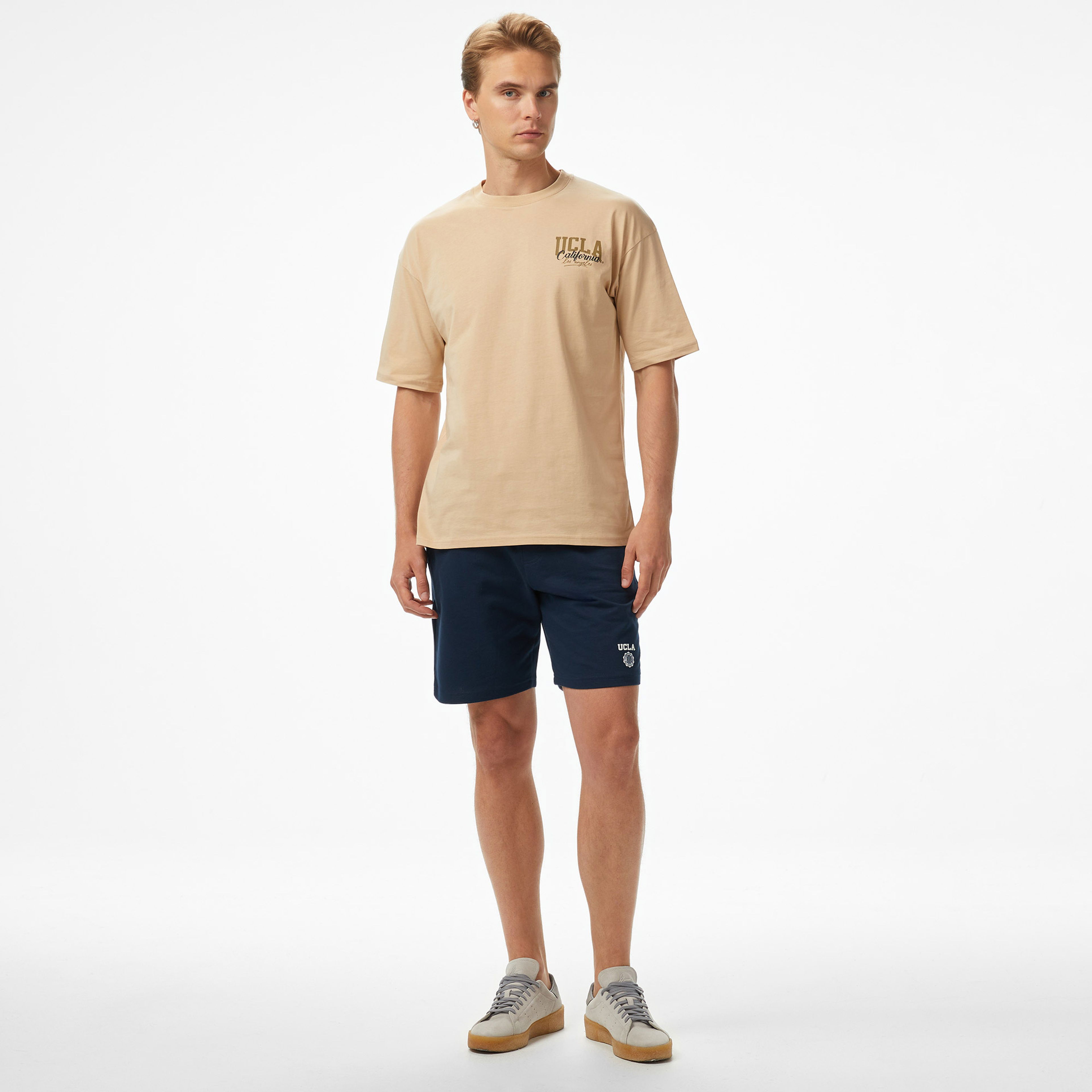Ucla Baskılı  Oversize Erkek Lacivert Tshirt