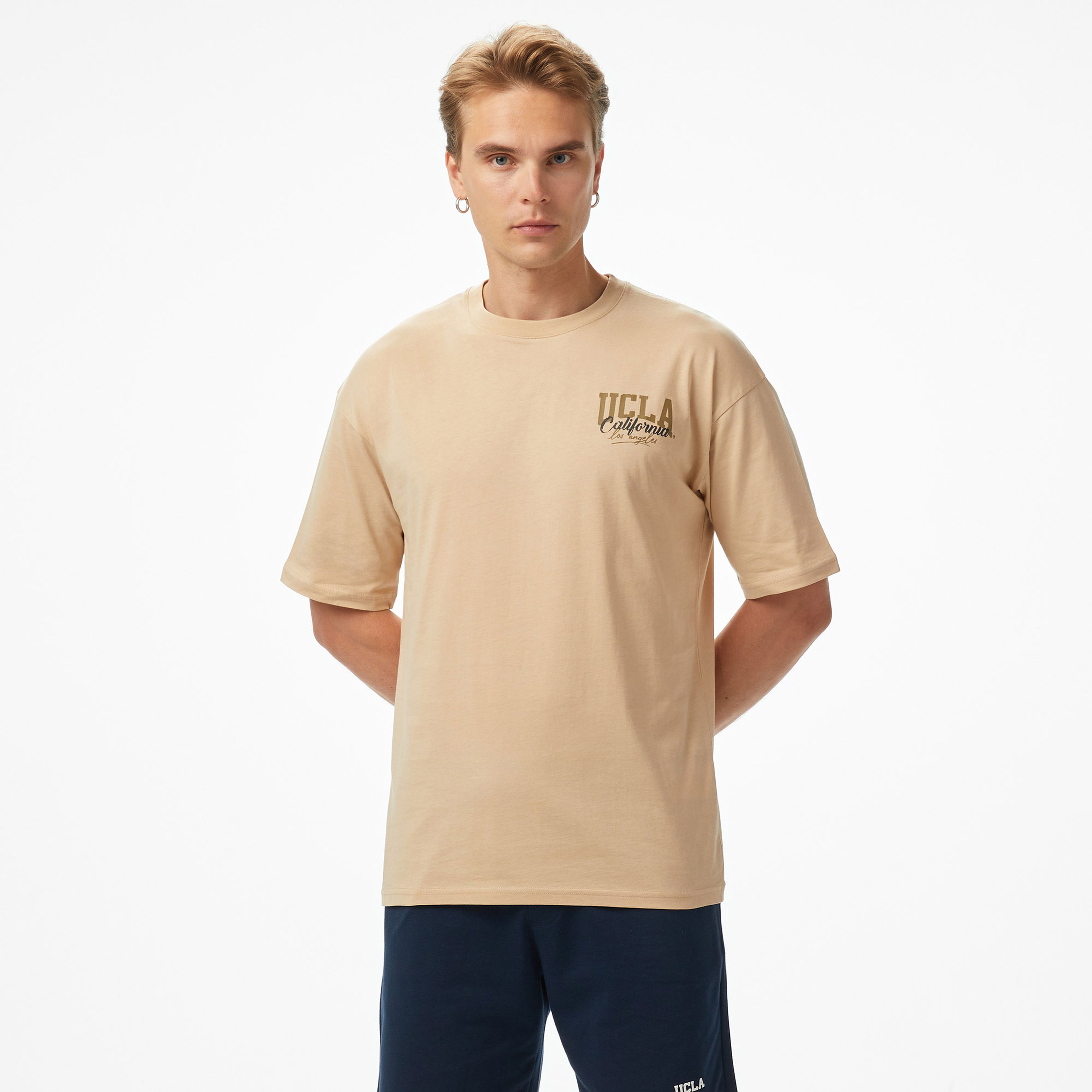 Ucla Baskılı  Oversize Erkek Lacivert Tshirt