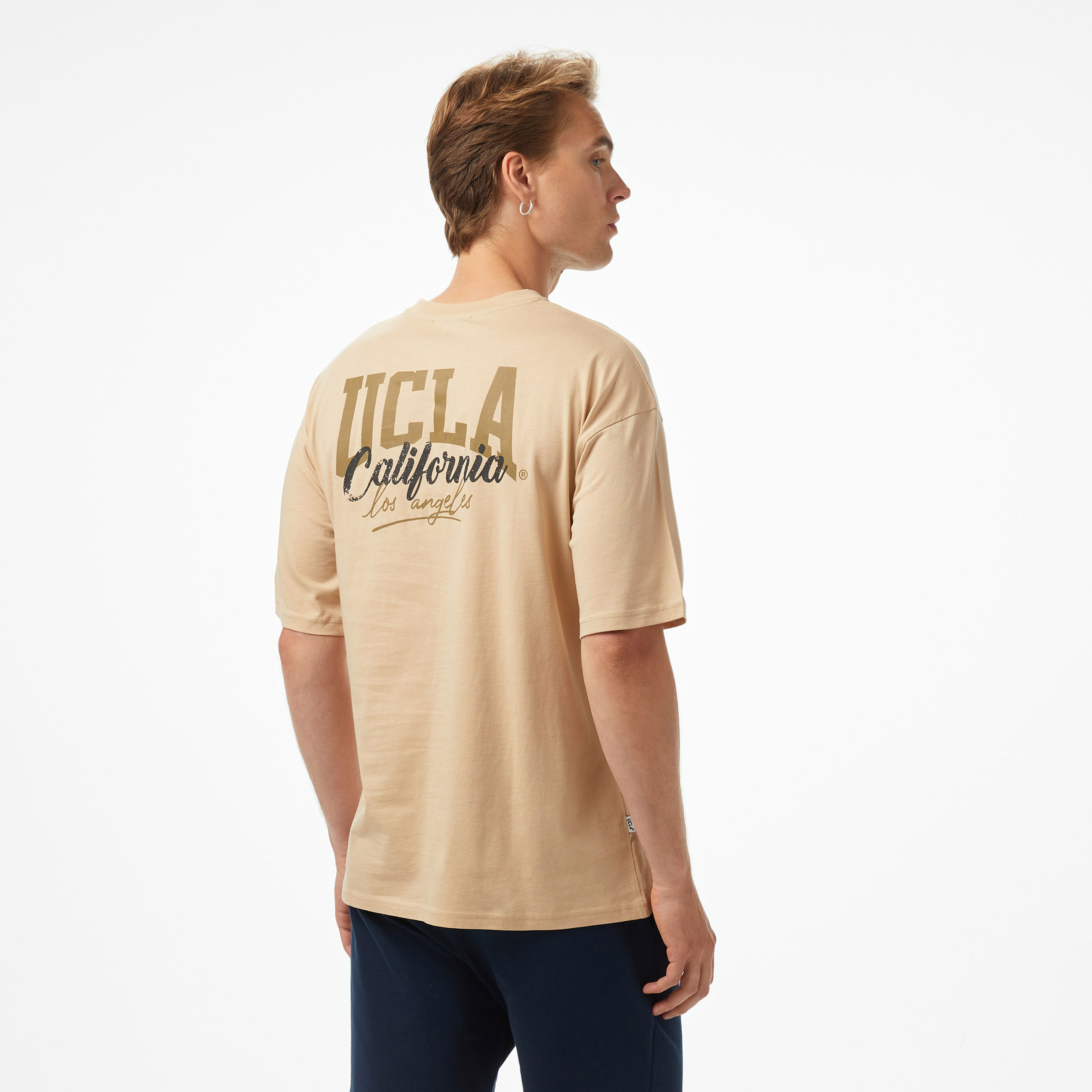 Ucla Baskılı  Oversize Erkek Lacivert Tshirt