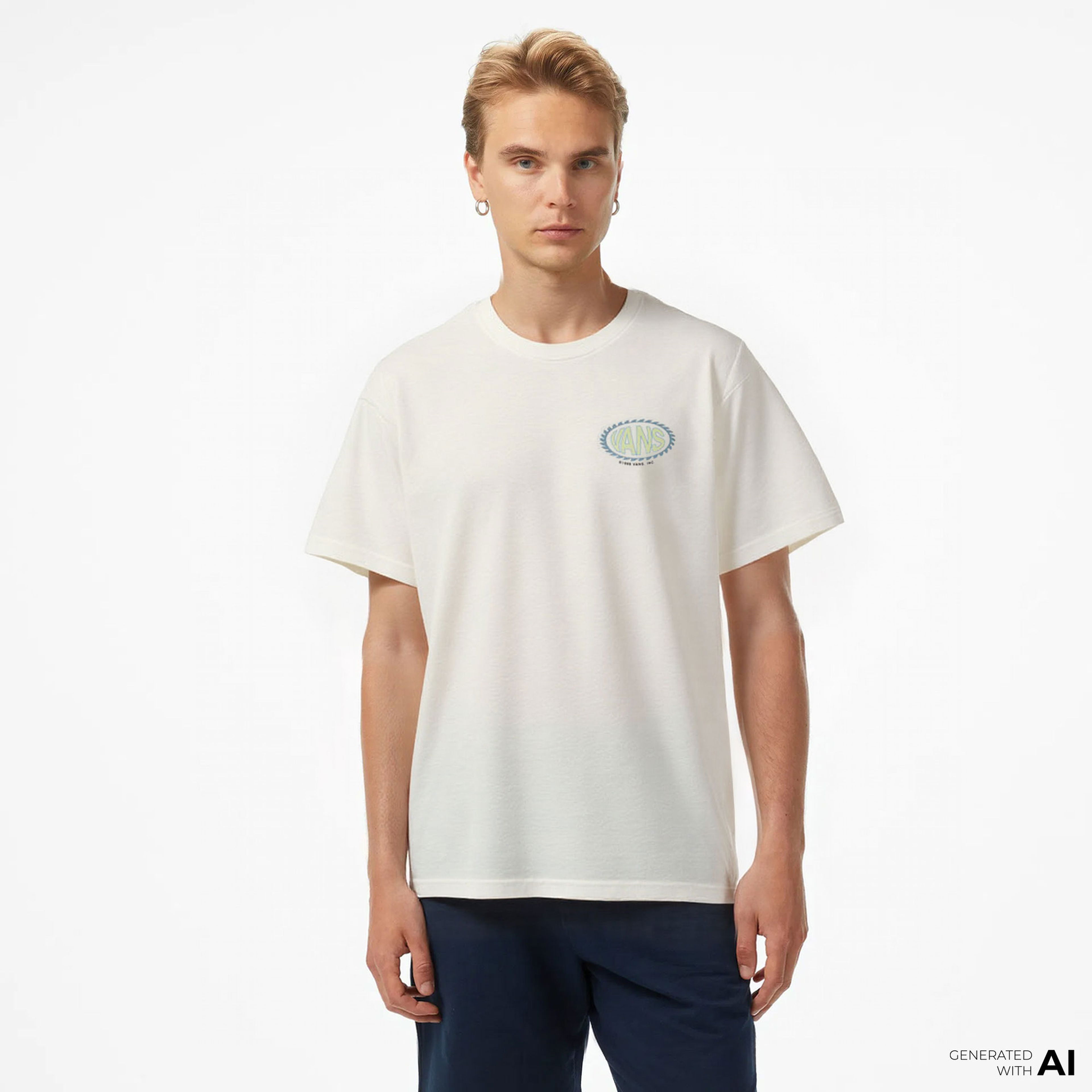 Vans Road Stop Ss Erkek Krem T-Shirt
