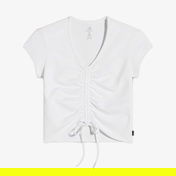 Converse Classic Kadın Slim Fit V Yaka Büzgülü Beyaz T-Shirt