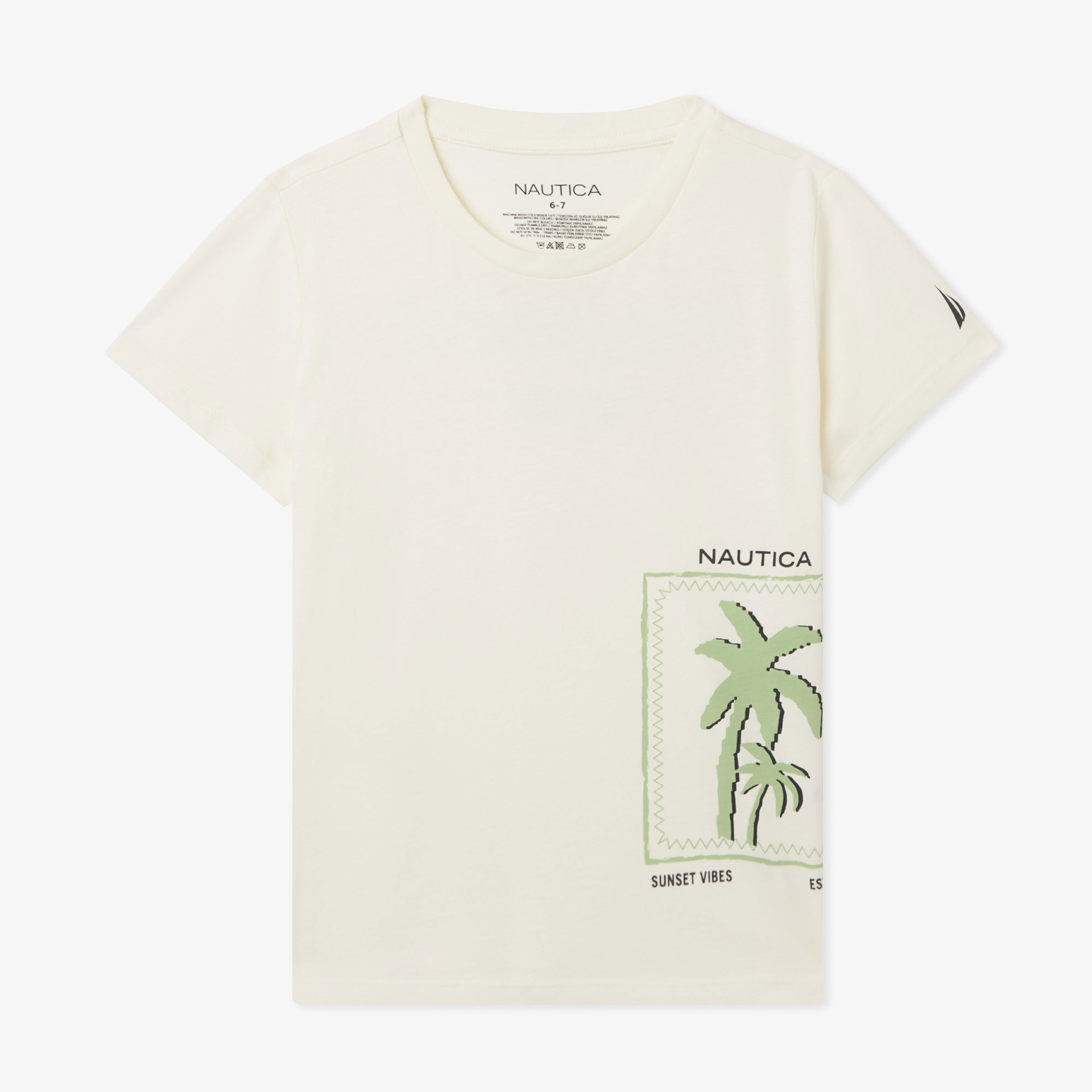 Nautica Erkek Çocuk Krem Regular Fit Baskılı T-Shirt