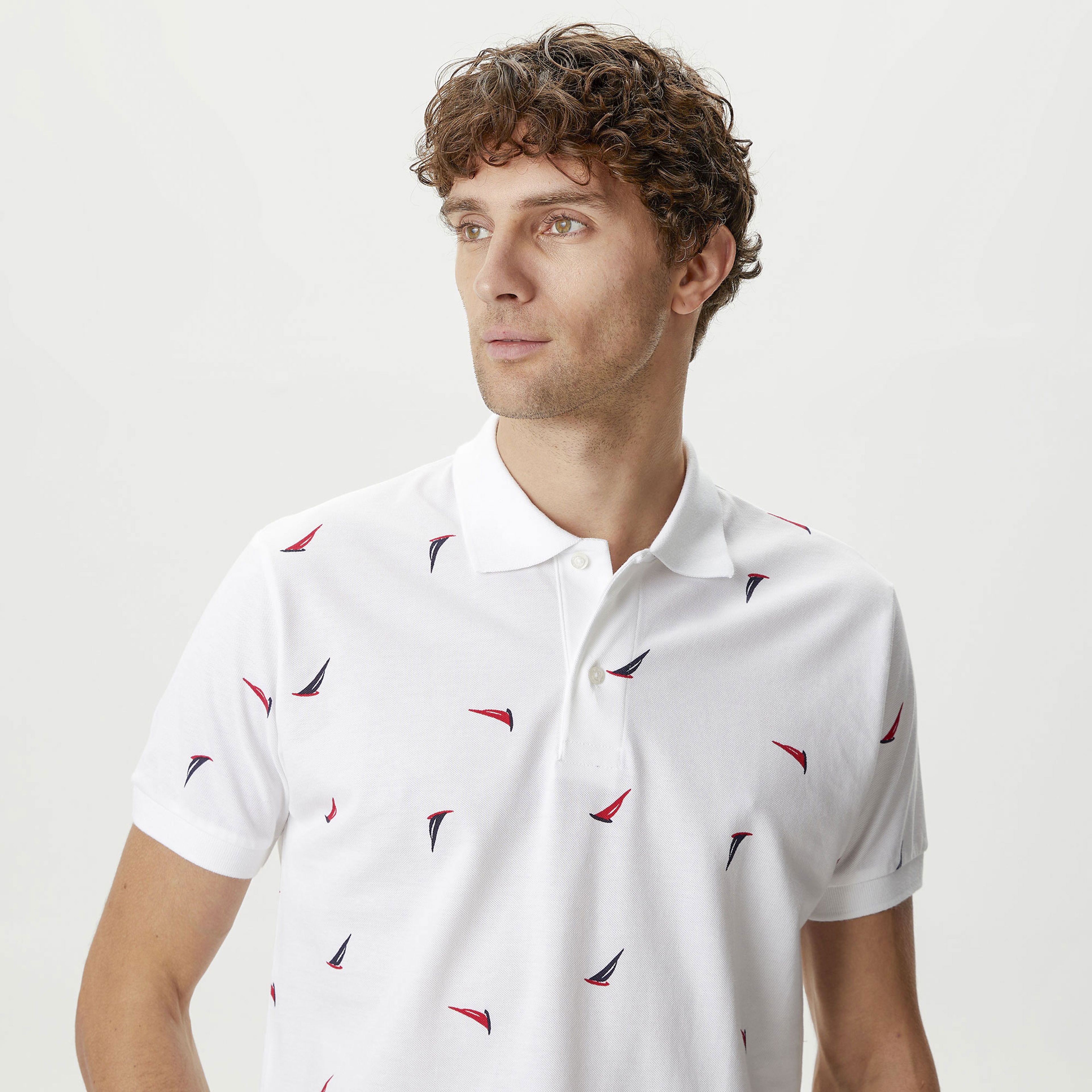 Nautica Erkek Beyaz Classic Fit Kısa Kollu Polo Yaka T-Shirt