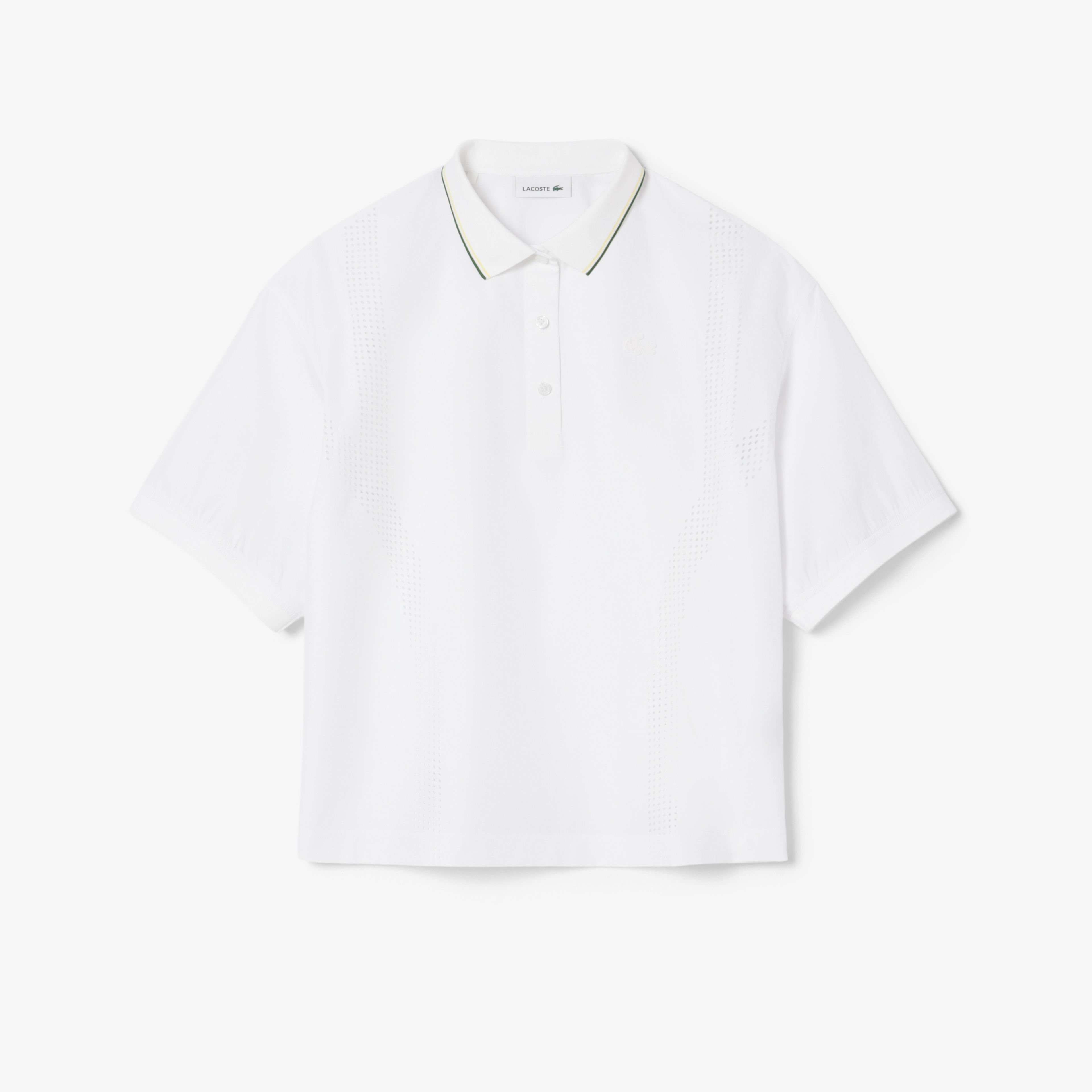 Lacoste Kadın Oversize Fit Kısa Kollu Beyaz Polo