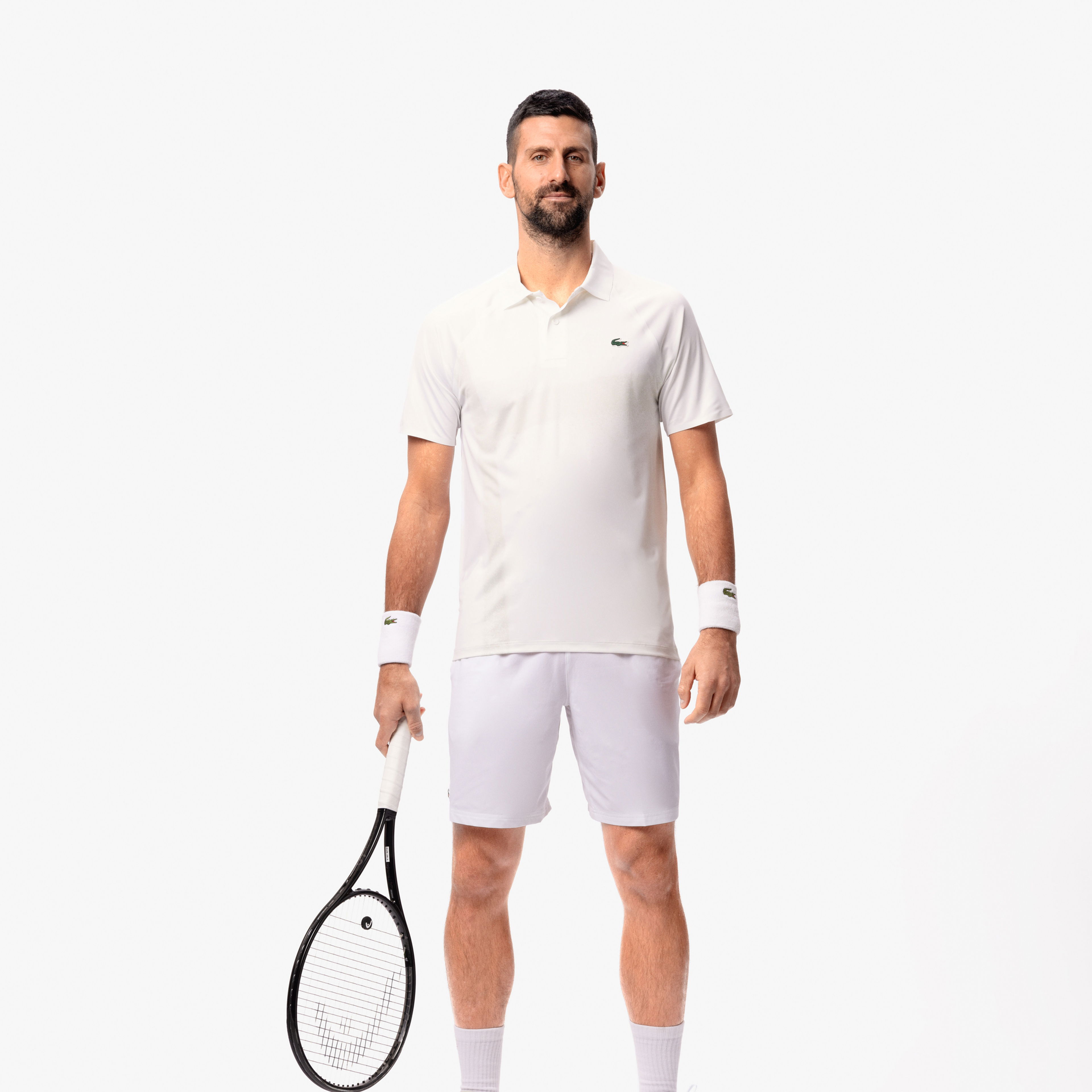 Lacoste SPORT X Novak Djokovic Erkek Slim Fit Baskılı Beyaz Polo