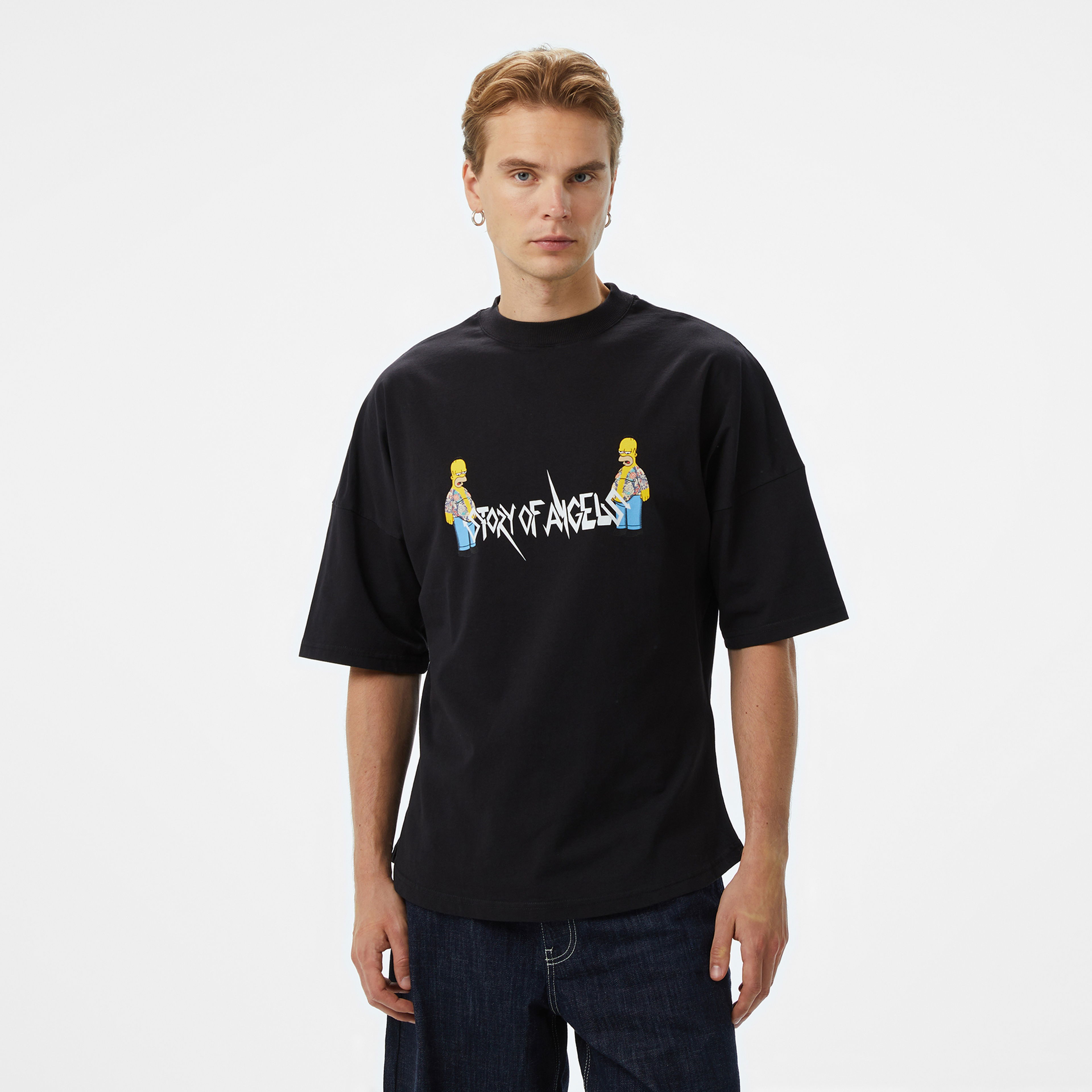 Story of Angels Ugly Yakuza Garment Washed Erkek Siyah T-Shirt