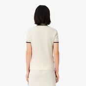 Lacoste Kadın Slim Fit Renk Bloklu Bej Polo