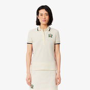 Lacoste Kadın Slim Fit Renk Bloklu Bej Polo