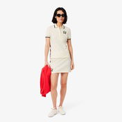 Lacoste Kadın Slim Fit Renk Bloklu Bej Polo