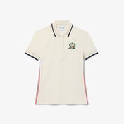 Lacoste Kadın Slim Fit Renk Bloklu Bej Polo