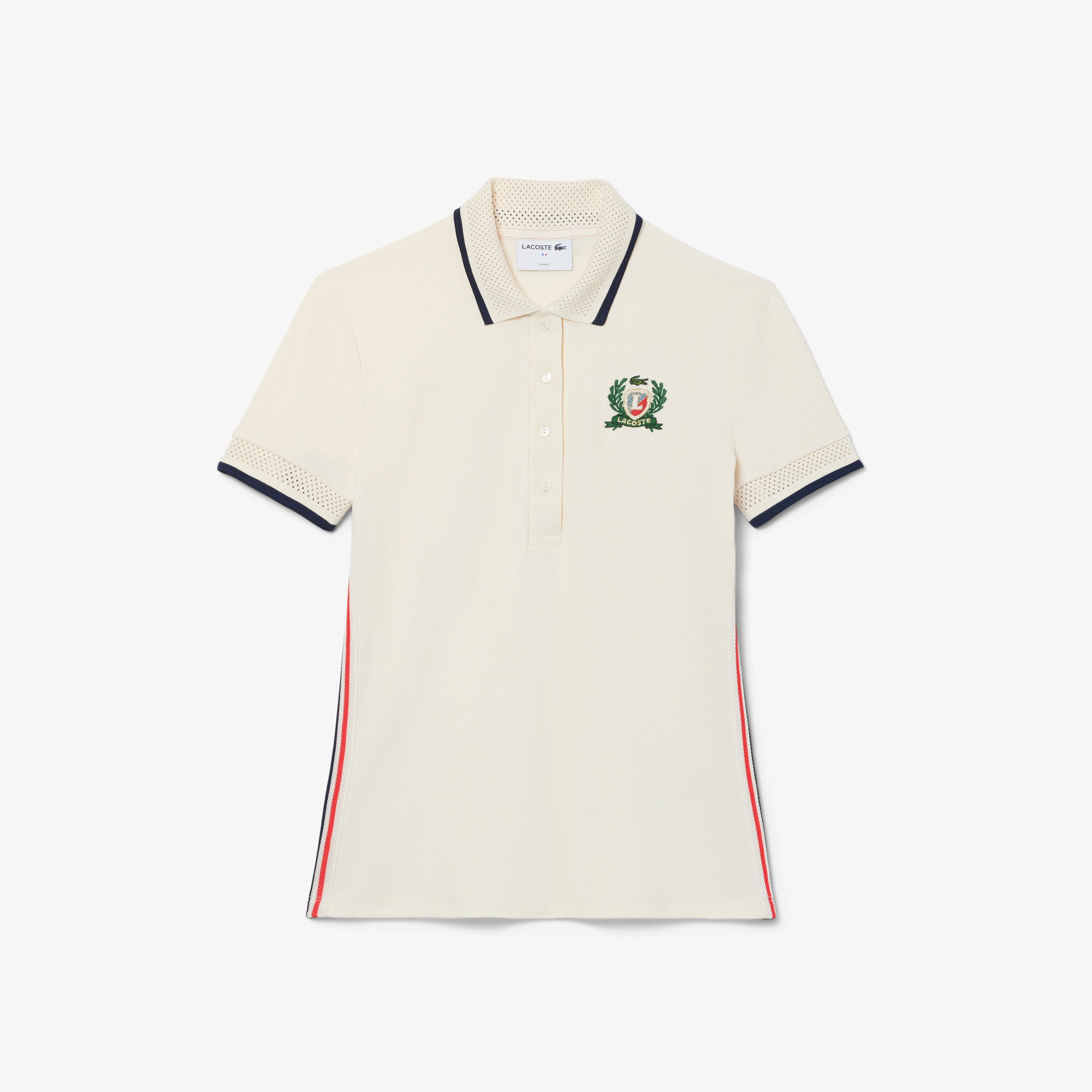 Lacoste Kadın Slim Fit Renk Bloklu Bej Polo