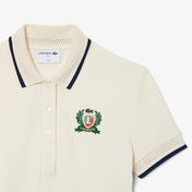 Lacoste Kadın Slim Fit Renk Bloklu Bej Polo