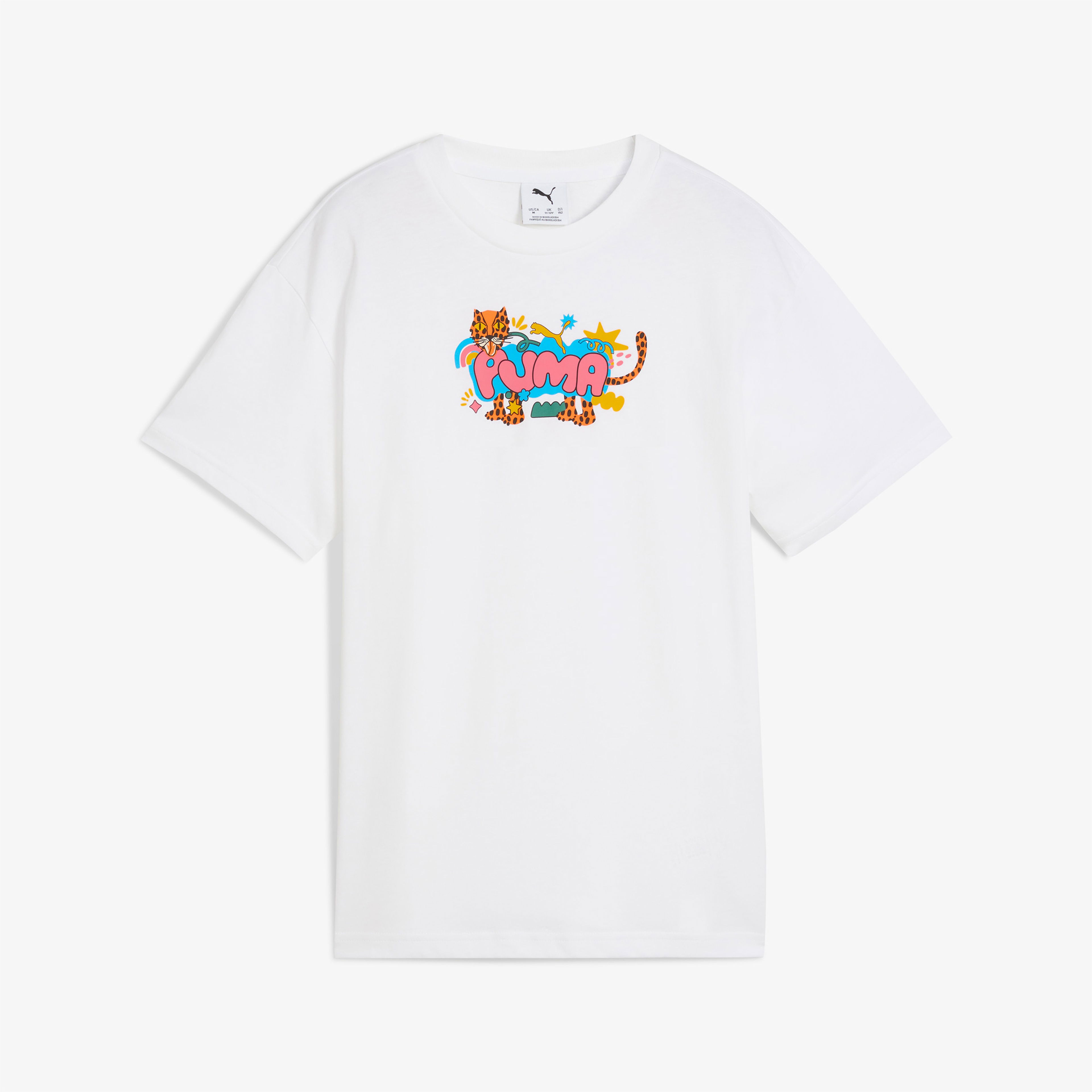 Puma Graphic Leopard Çocuk Beyaz T-Shirt