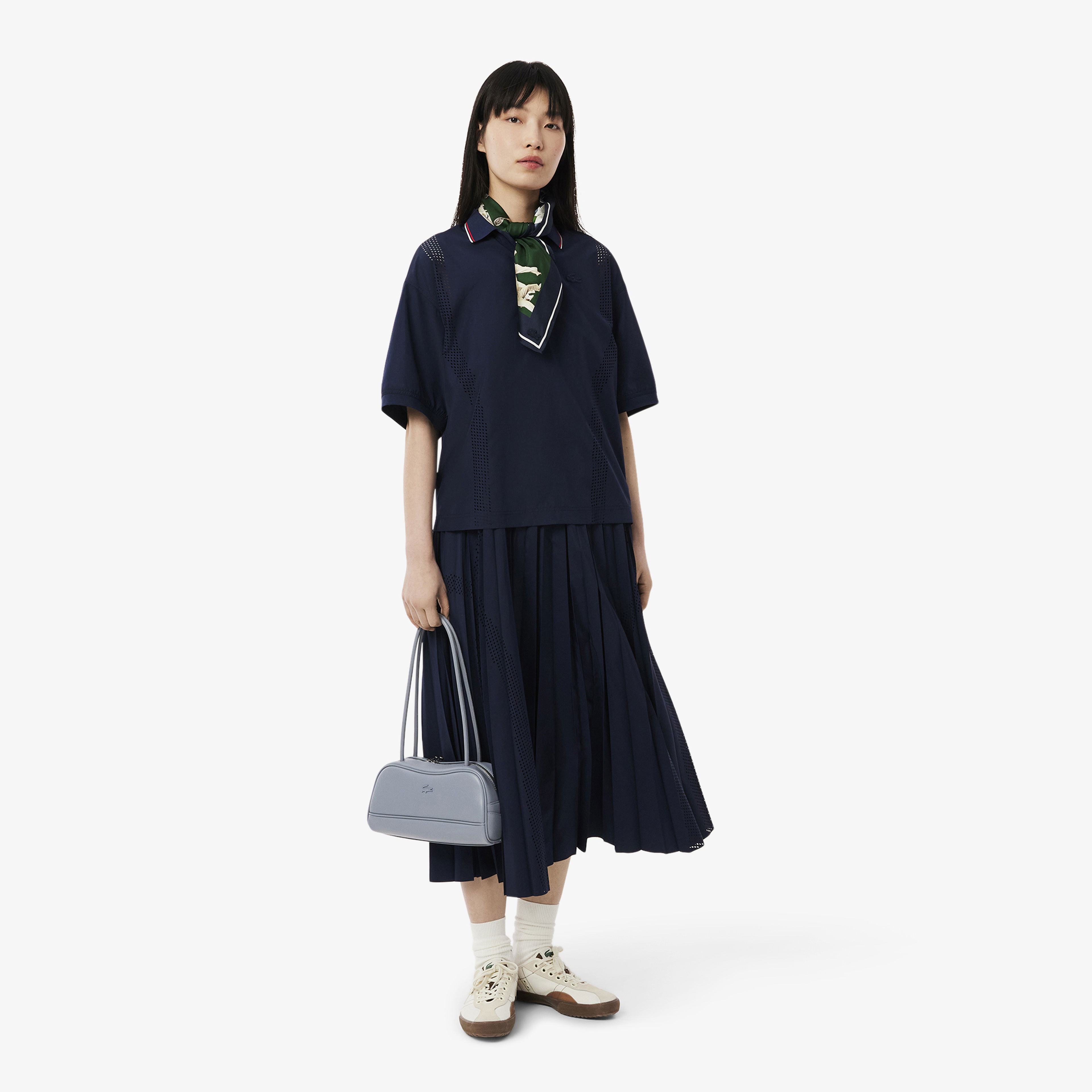 Lacoste Kadın Oversize Fit Kısa Kollu Lacivert Polo
