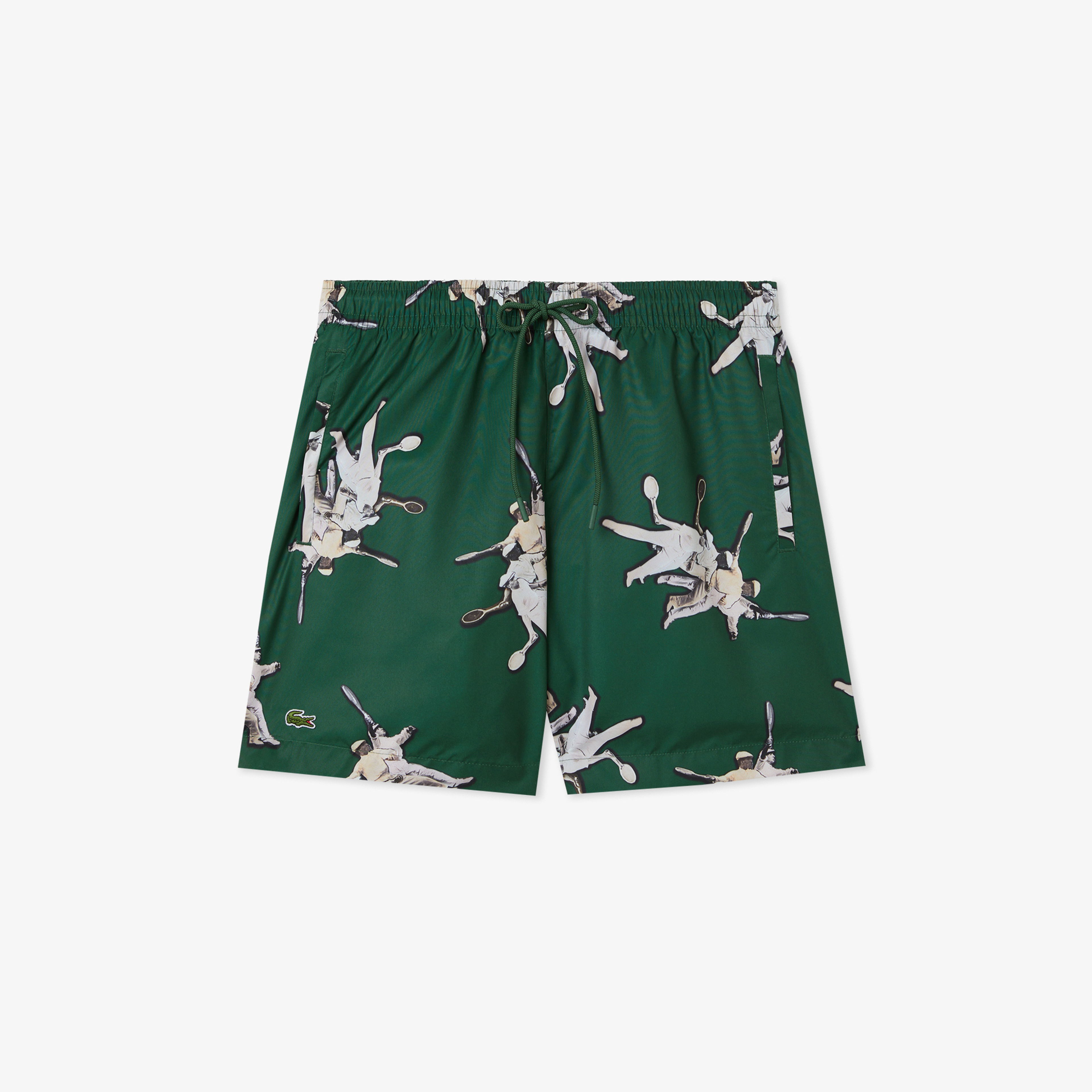 Lacoste Erkek Regular Fit Desenli Yeşil Mayo