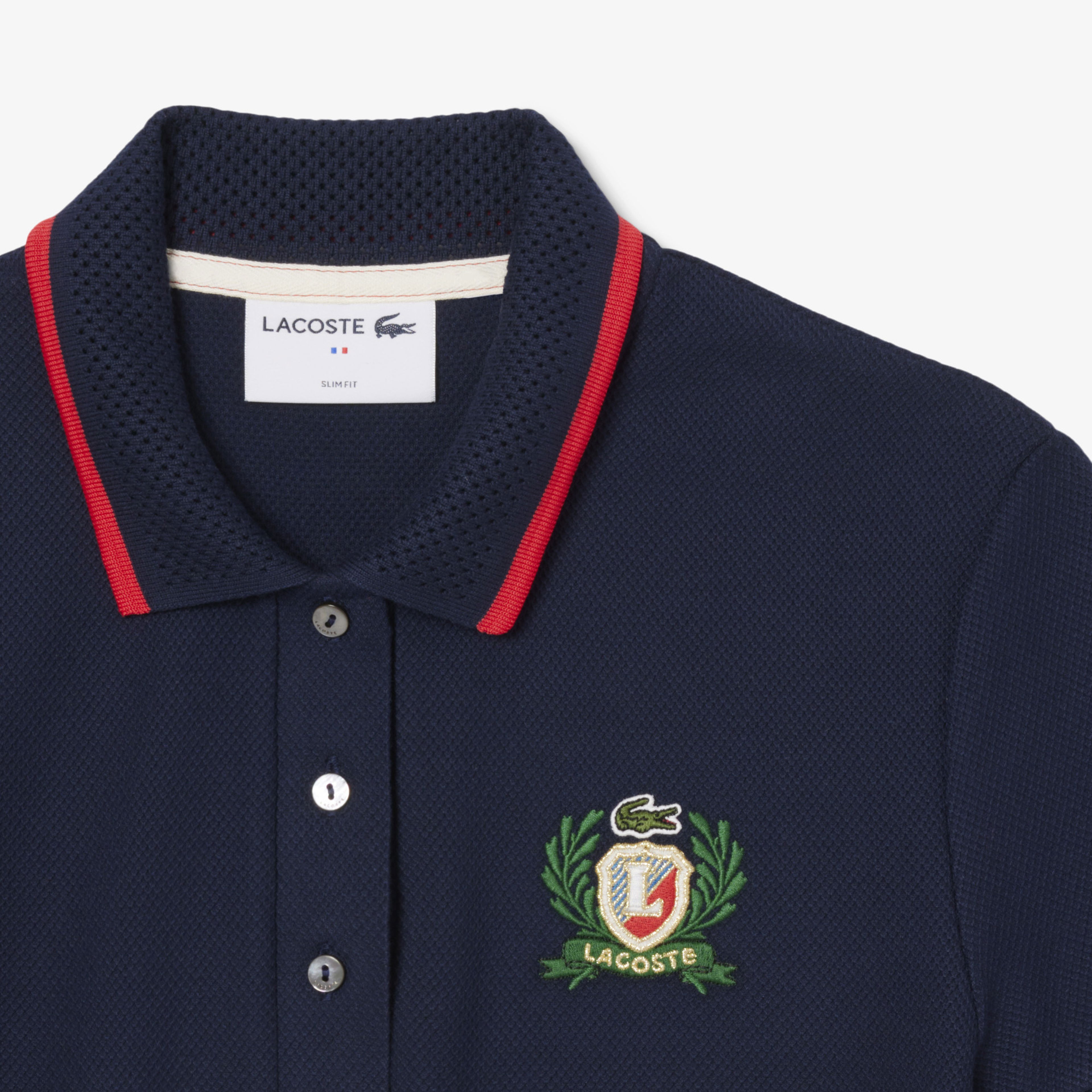 Lacoste Kadın Slim Fit Renk Bloklu Lacivert Polo