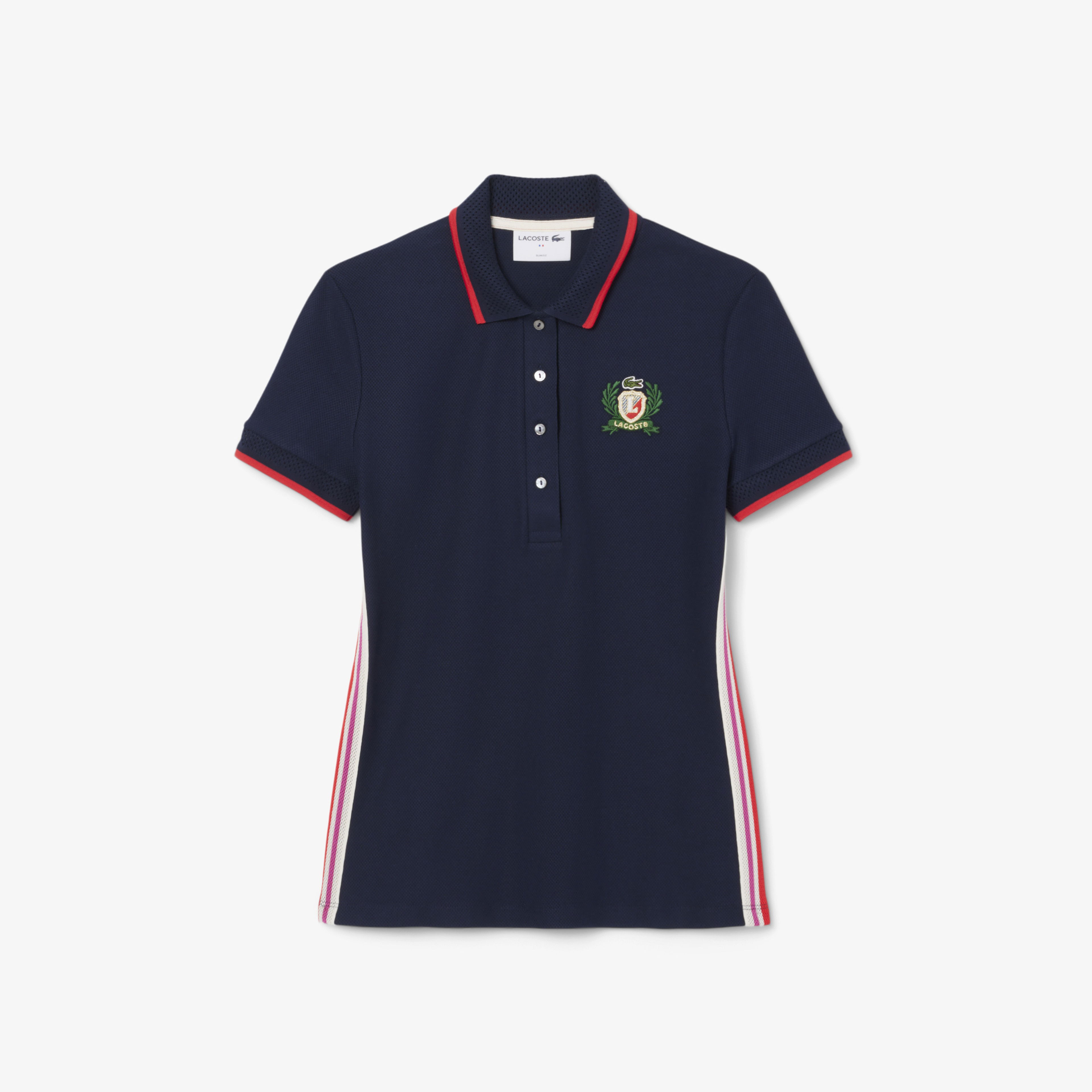 Lacoste Kadın Slim Fit Renk Bloklu Lacivert Polo