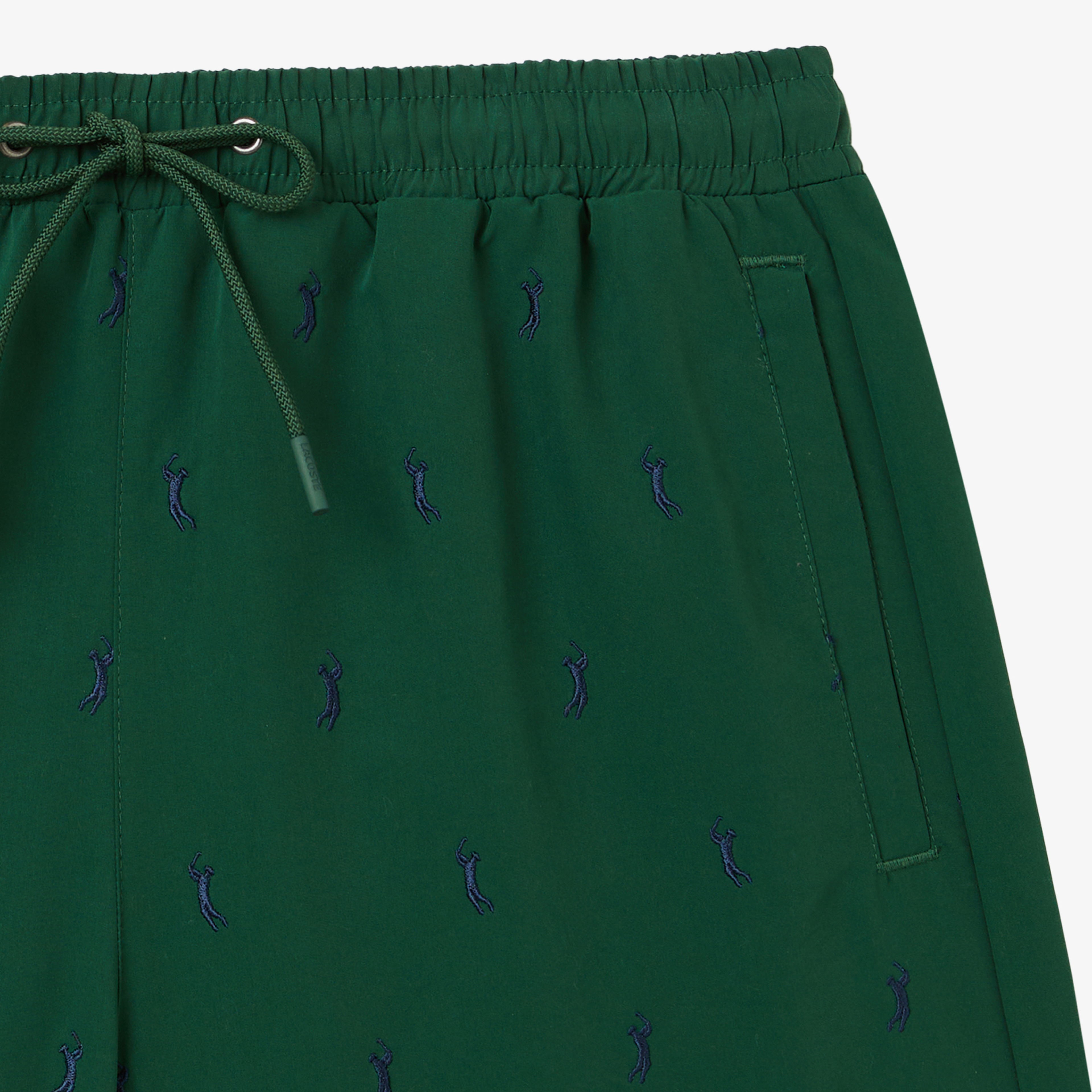 Lacoste Erkek Regular Fit Desenli Yeşil Mayo
