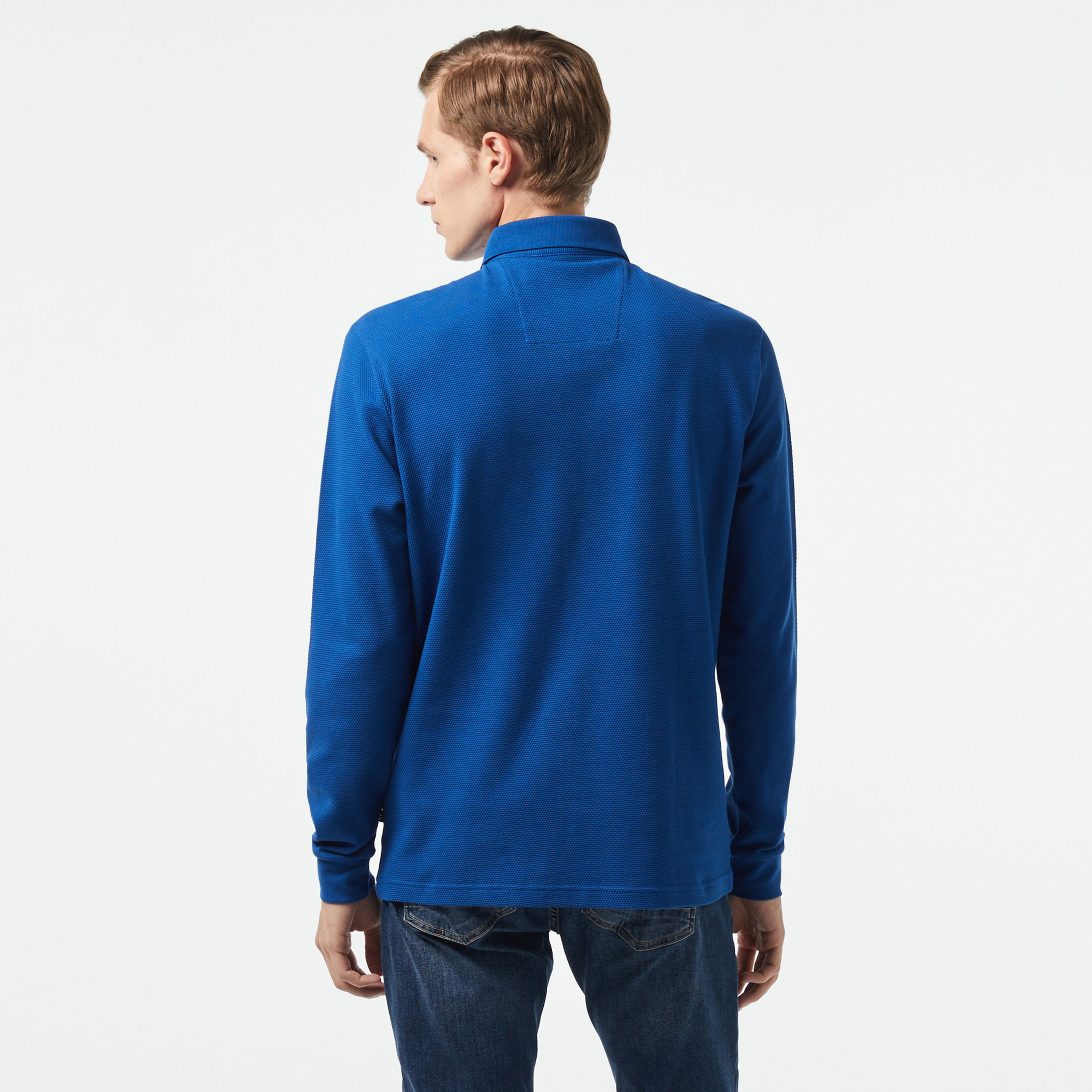 Nautica Erkek Mavi Slim Fit Uzun Kollu Polo Yaka T-Shirt