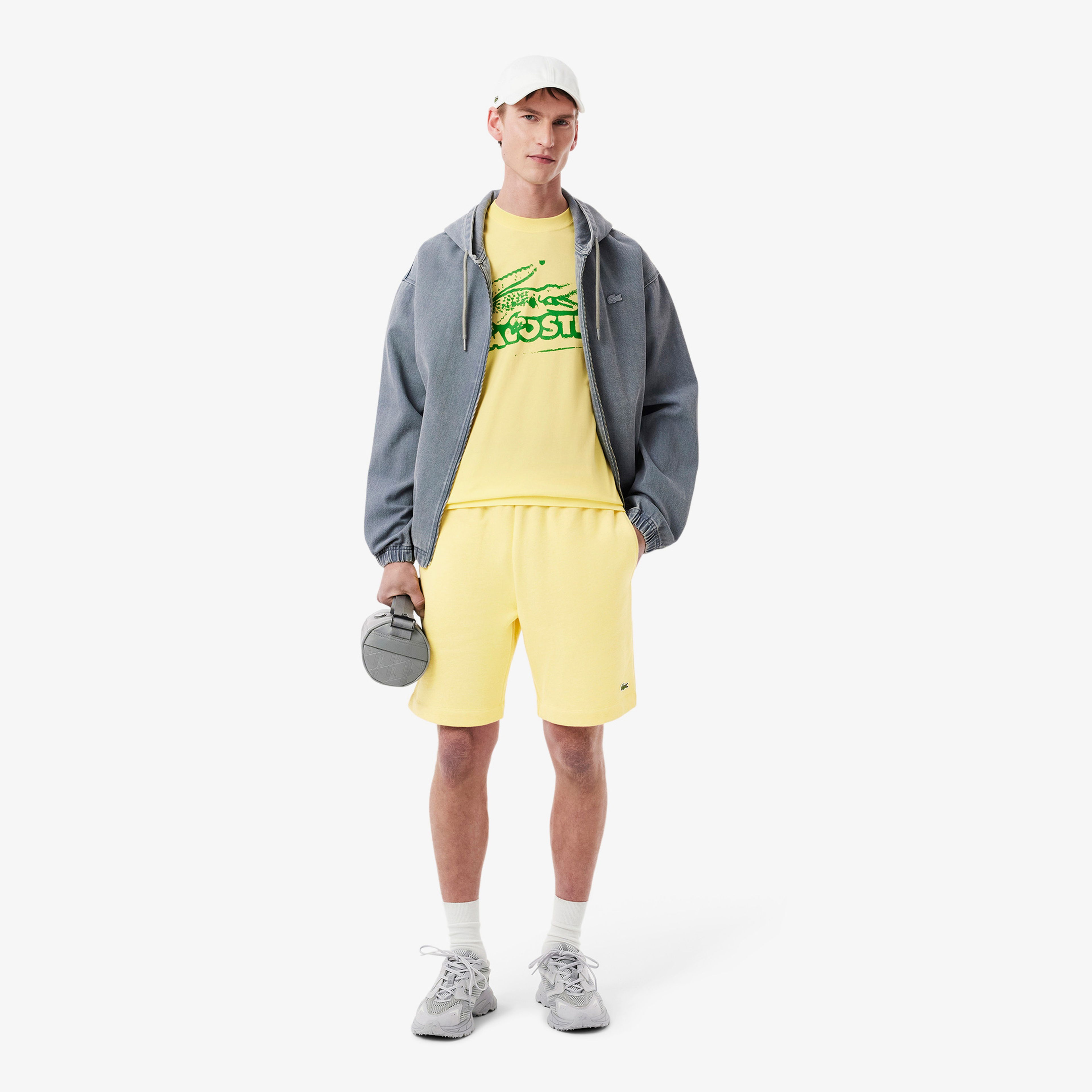 Lacoste Classic Fit Bisiklet Yaka Baskılı Erkek Sarı T-Shirt
