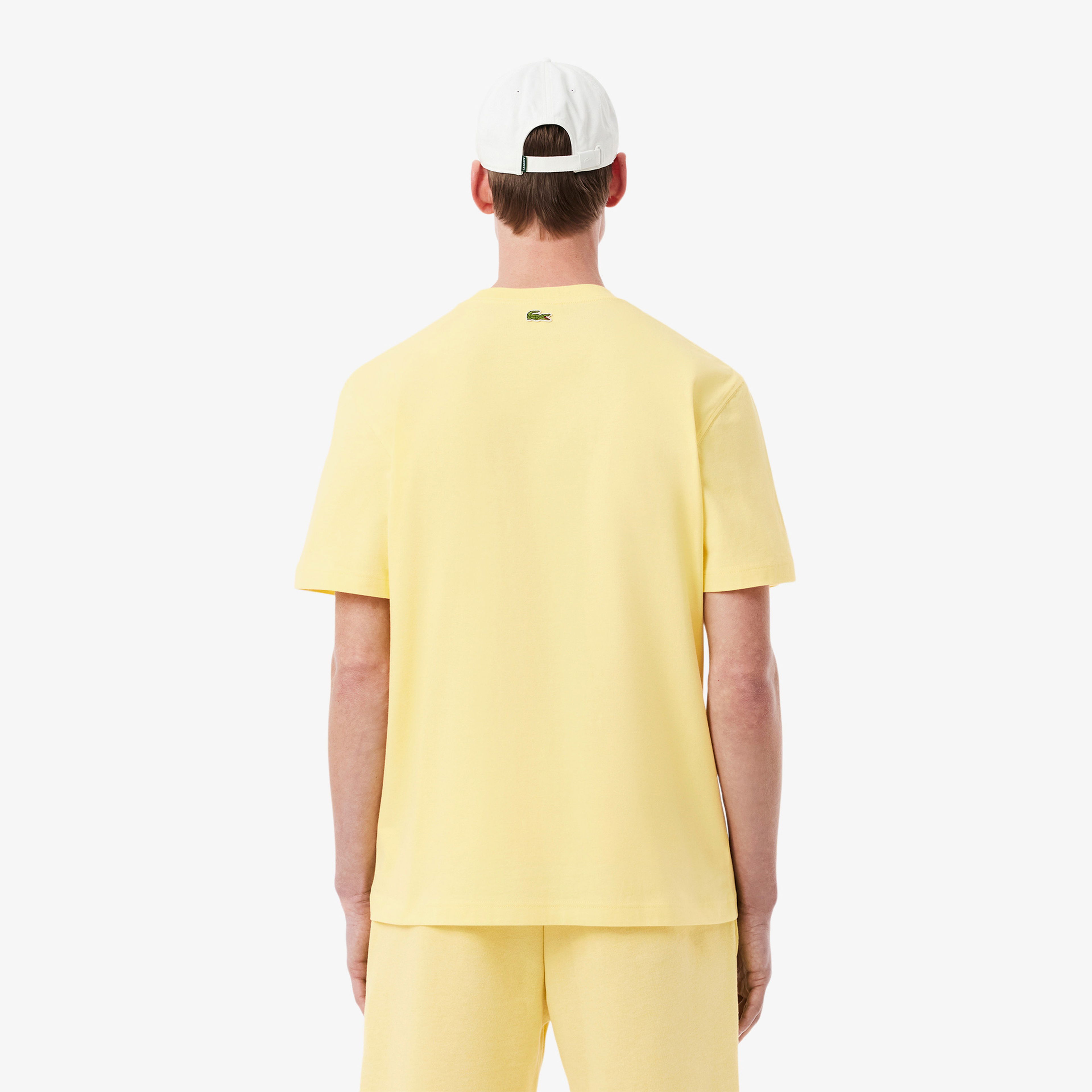Lacoste Classic Fit Bisiklet Yaka Baskılı Erkek Sarı T-Shirt