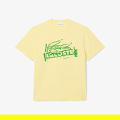 Lacoste Classic Fit Bisiklet Yaka Baskılı Erkek Sarı T-Shirt