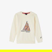 Nautica Erkek Çocuk Ekru Regular Fit Baskılı Sweatshirt